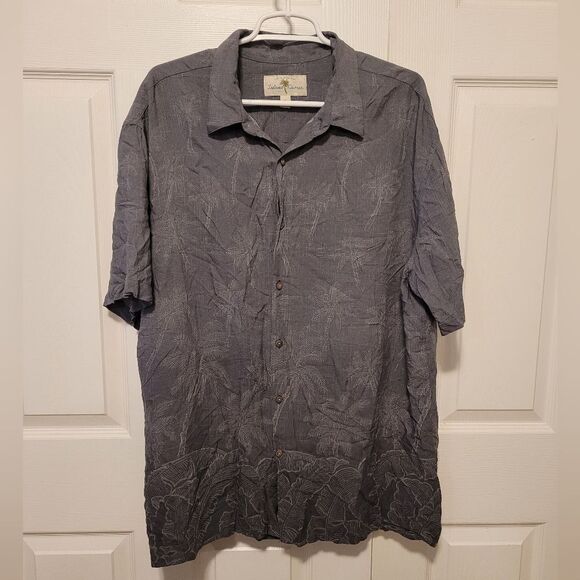 Island Shores men's button up palm tree vacation theme short theme shirt - Picture 1 of 8